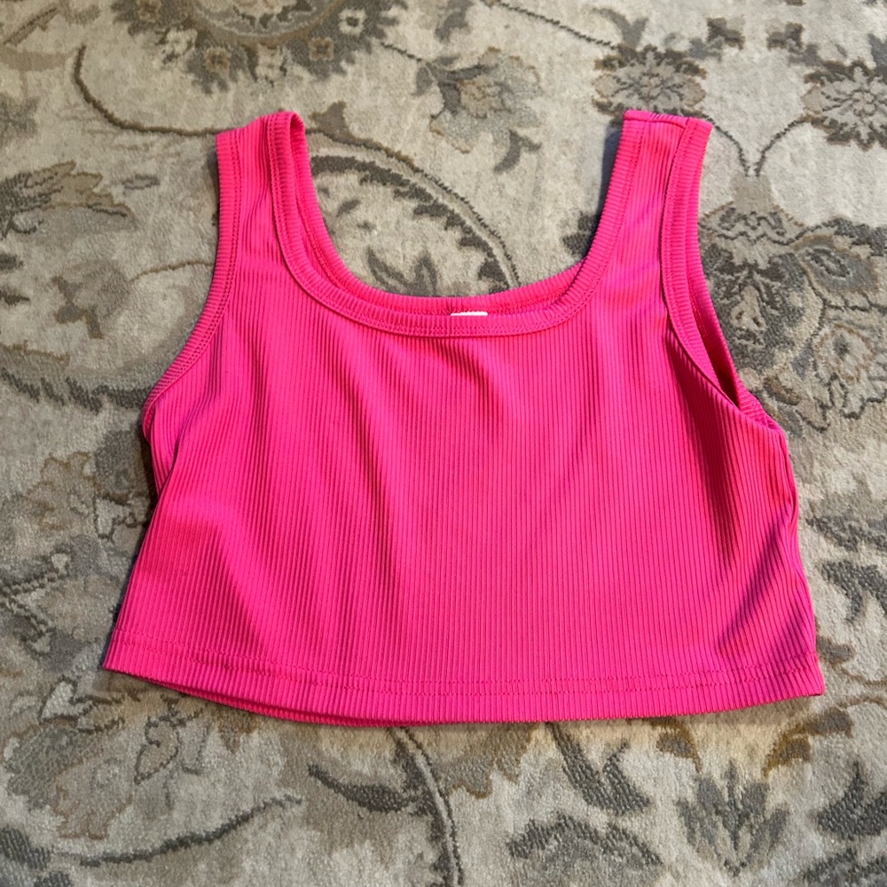 Pink,blue,& black Ribbed Crop Top